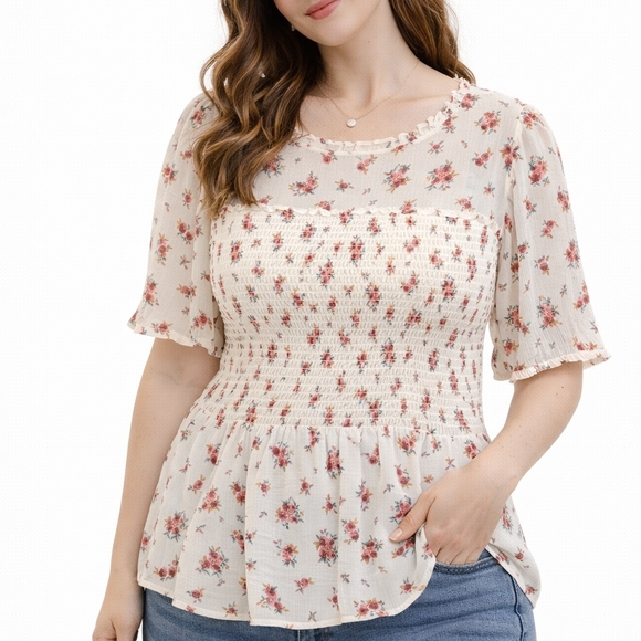 torrid Tops - Torrid Smocked Floral Blouse | Cottagecore Romantic Top 2X